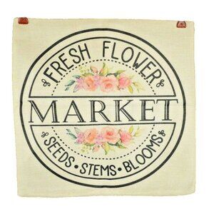 Market Fresh Flowers Seeds Stems Blooms 15 x 15 inch Throw Pillow Cover (New)